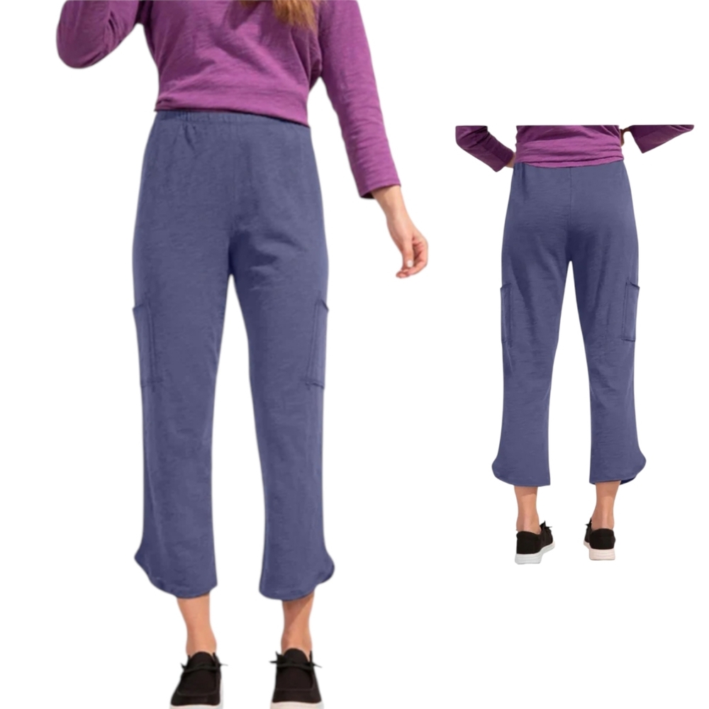 Escape by Habitat Baja Blue Cotton Flood Pants Pocket Coastal Travel Size S NWT